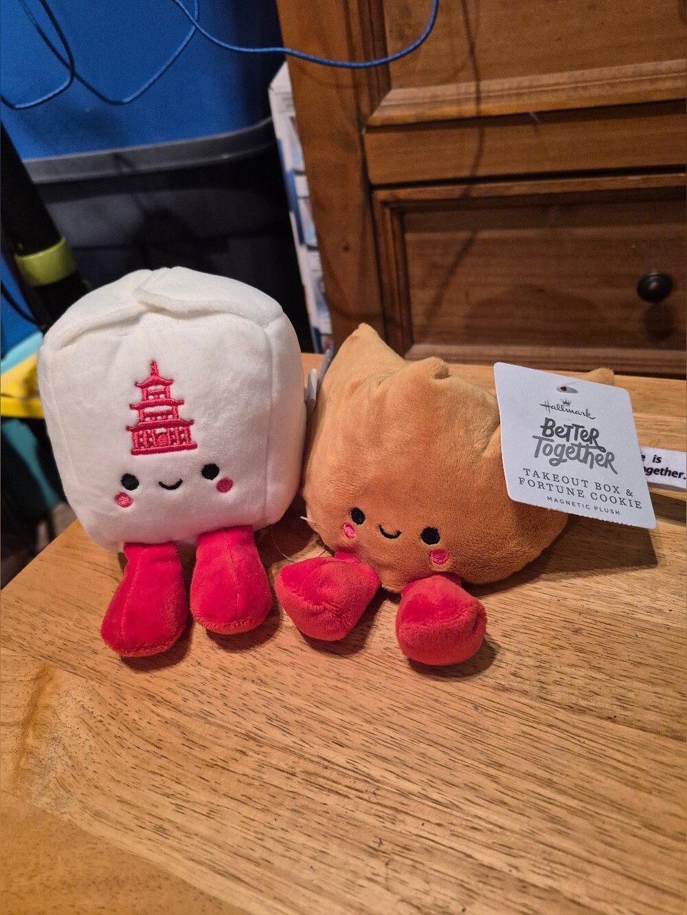 Hallmark Better Together Takeout Box and Fortune Cookie Magnetic Plush Pair NWT